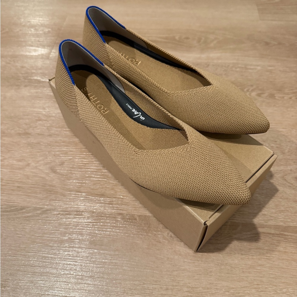 Rothy's Tan and Blue Flats